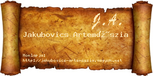 Jakubovics Artemíszia névjegykártya